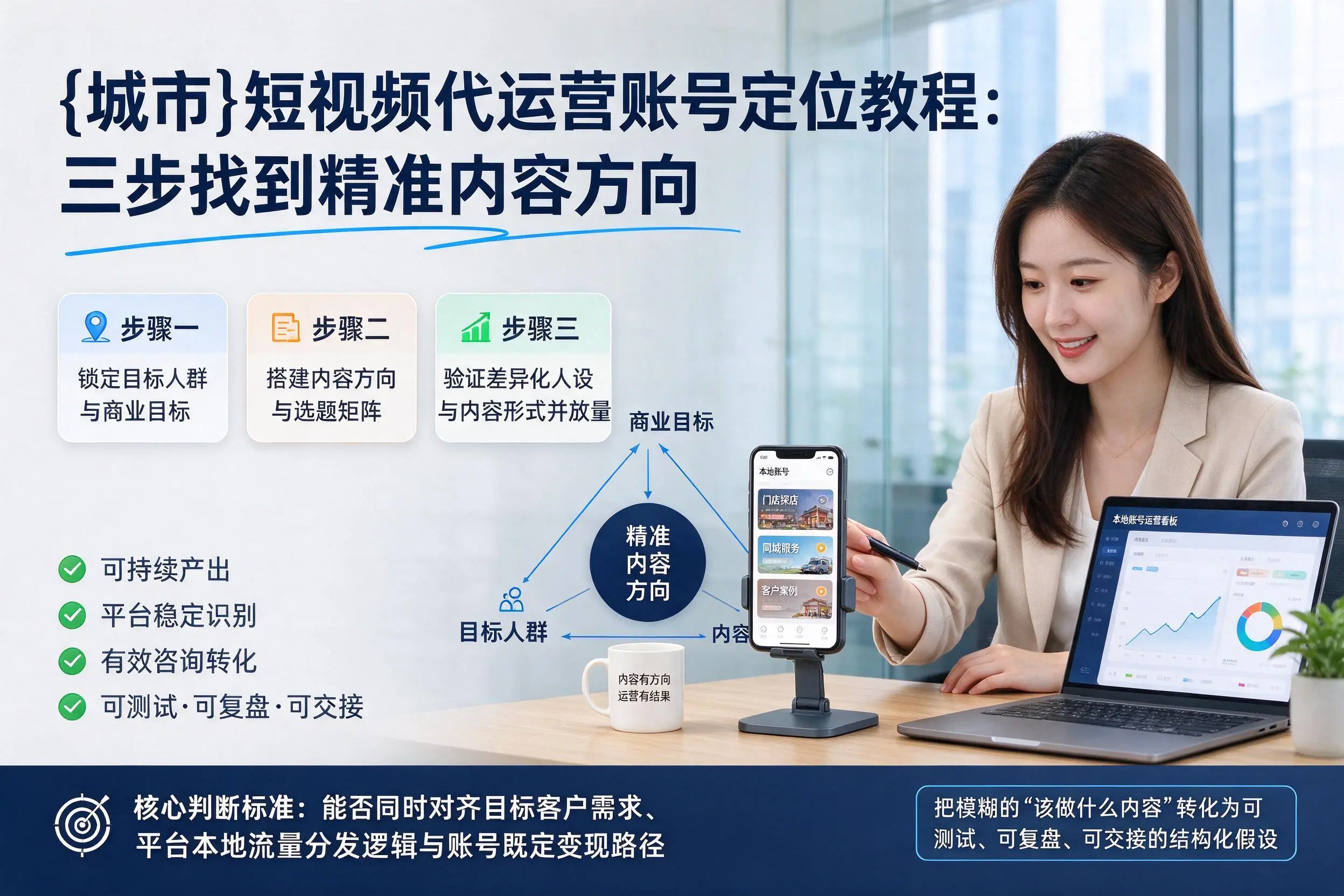 朝阳短视频代运营账号定位教程:三步找到精准内容方向