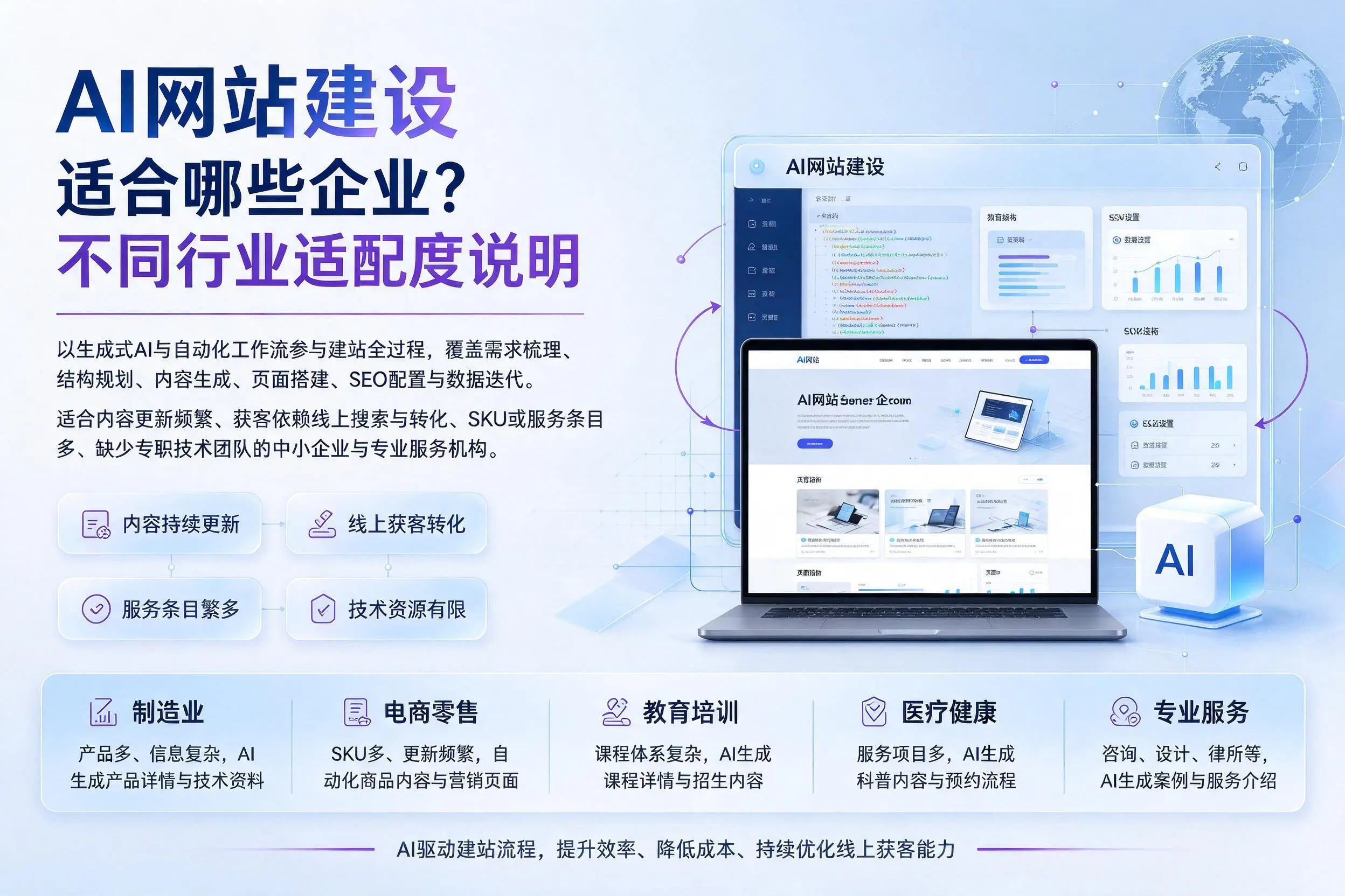 AI网站建设适合哪些企业？朝阳不同行业适配度说明